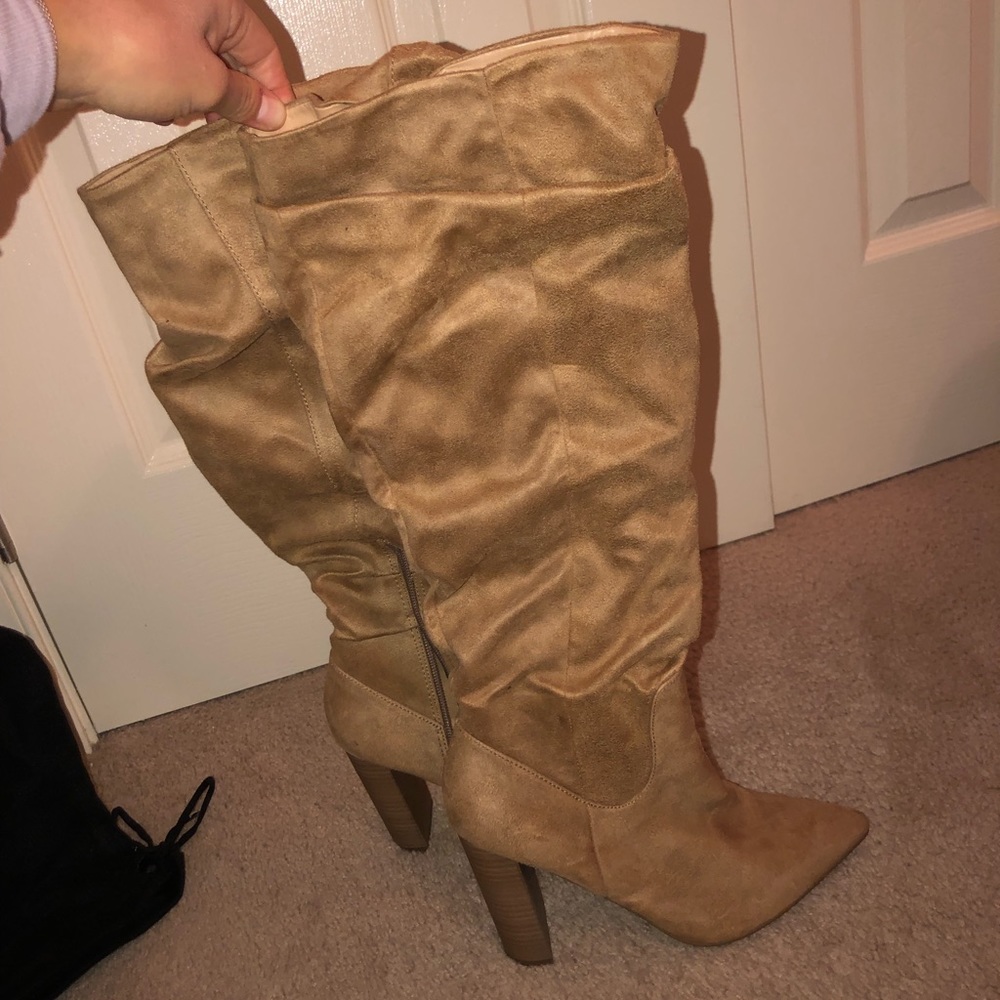 Express slouchy heeled boots